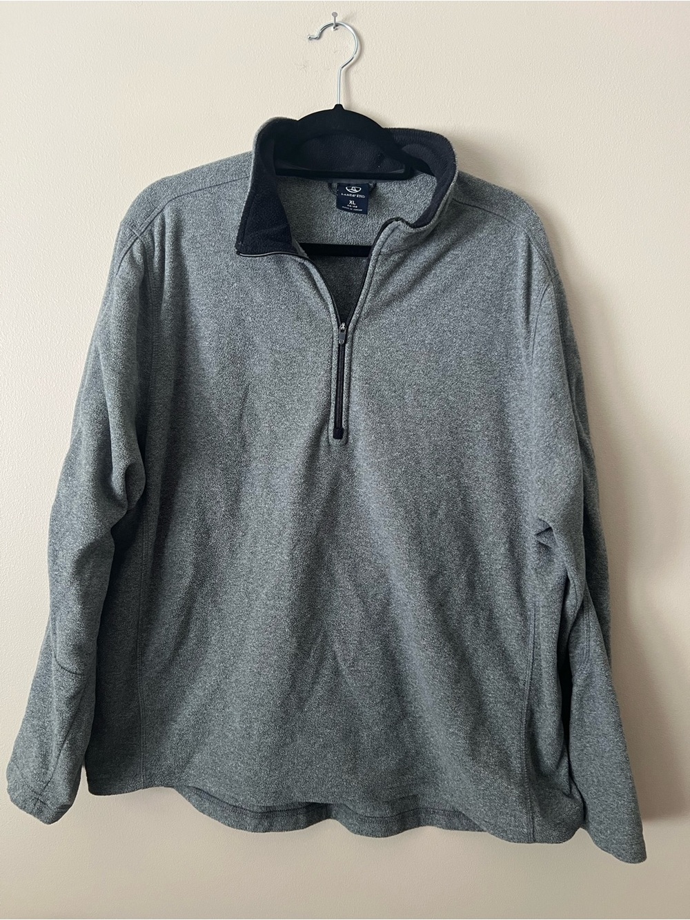 Lands' End Gray Quarter-Zip Fleece Pullover